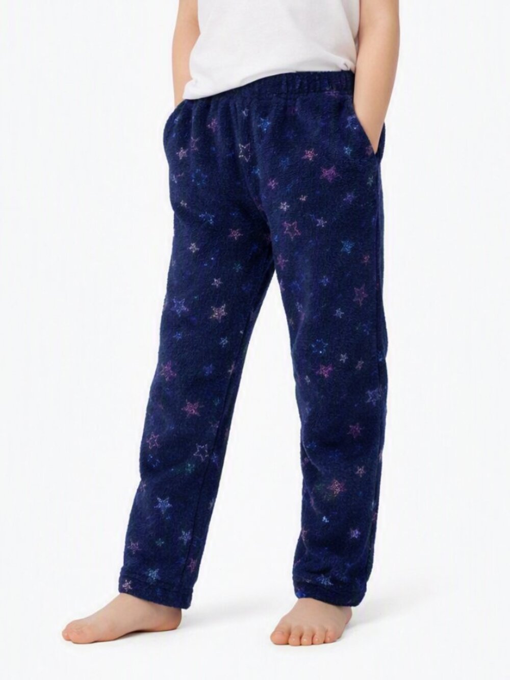 Wonder Nation Girls Pajama Bottoms Navy Size S (6‑6X) – Plush Star‑Accent